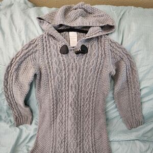 Grey Girls Crochet Sweater W/Hoodie US:S(7-8)
